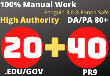 Dofollow 20 Edu/gov+40 Pr9 High Authority Profile Bac...