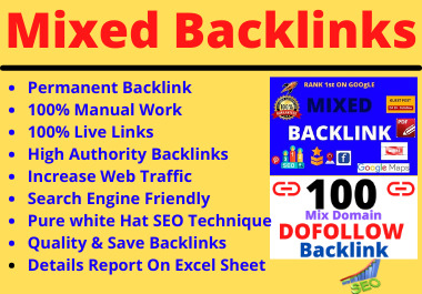 I will do 100 mixed backlinks submission manually hig...