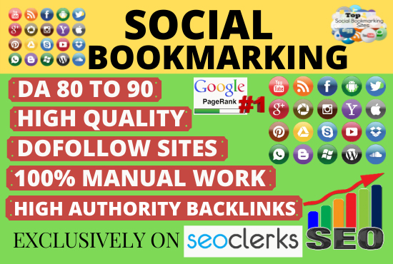 I will Provide 80 social Bookmarking high DA / PA dof...