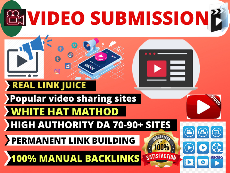I will provide 80 manual video submission or upload t...