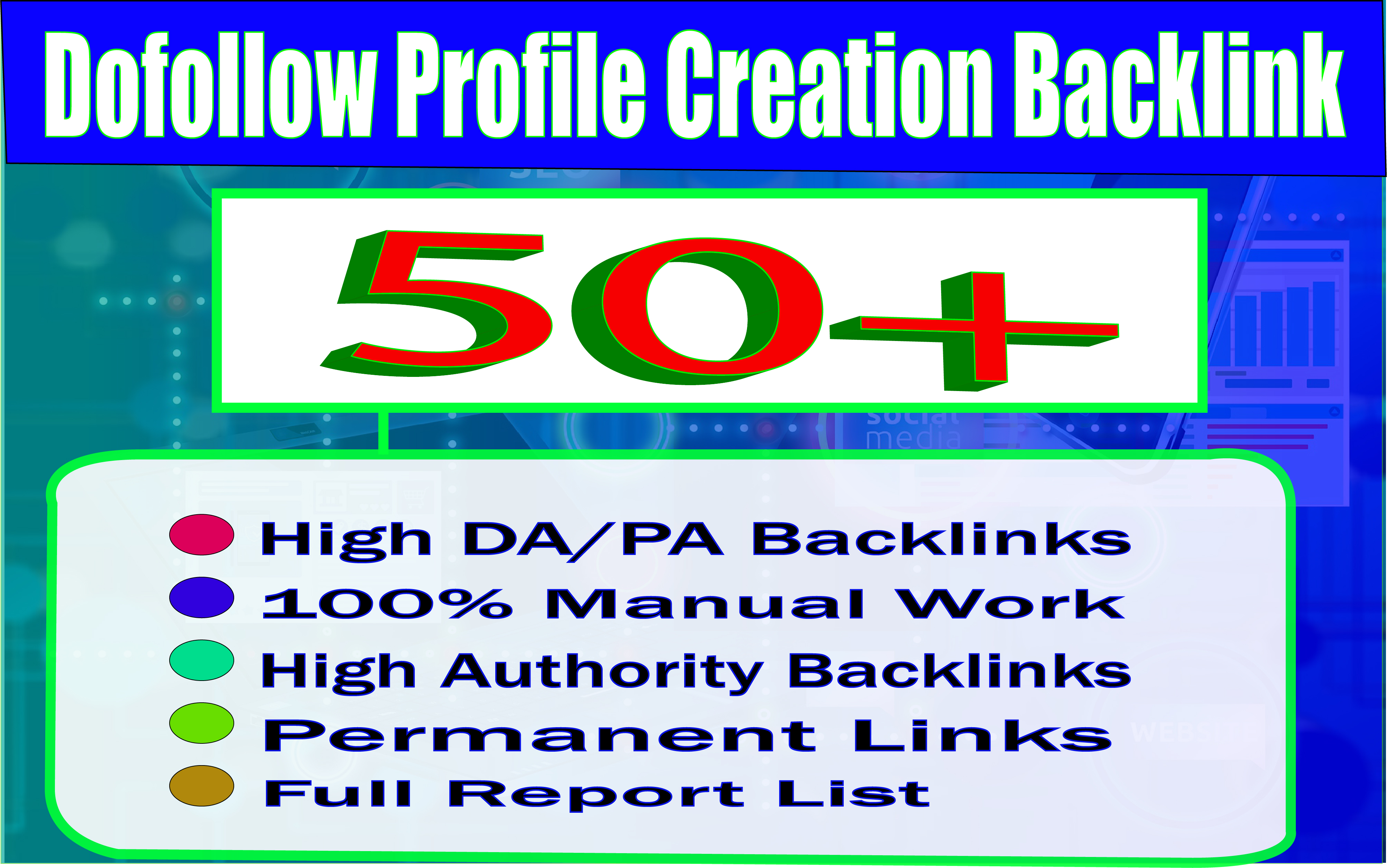 I will create 50 high DA 80+ & PA 80+ full Dofoll...