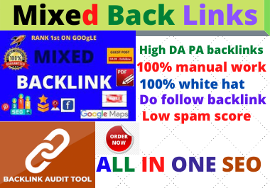 Create live 80 mixed Backlinks from high authority hi...