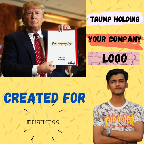 I will make popular personalities hold your logo