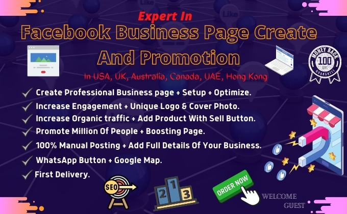 I will Create a Professional Facebook business page, ...