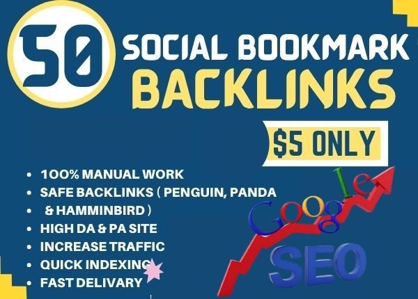 I will create manually 50 social bookmarking SEO back...