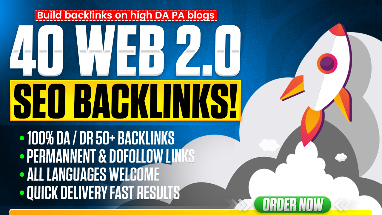 I will create 40 high DA PA Web 2.0 backlinks with re...