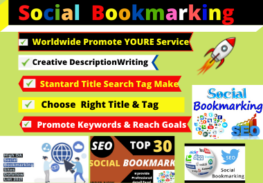 I will create 70 social Bookmarking high DA / PA site...