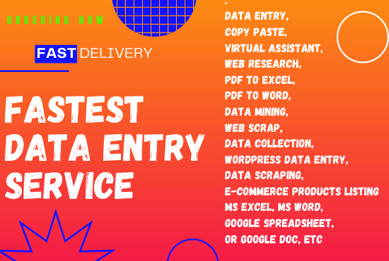 I WILL DO FASTEST DATA ENTRY SERVICE