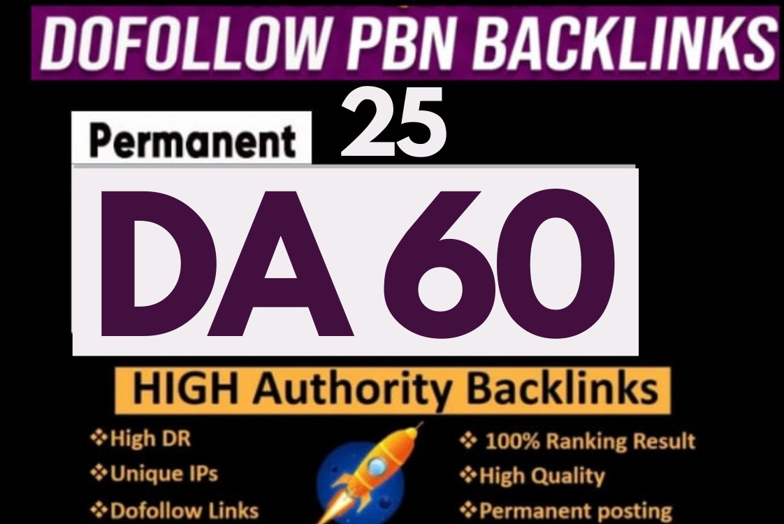 Build 25 permanent DA 50 PBN homepage dofollow backli...