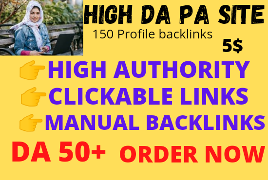 I will build 150 high da pa profile backlinks manuall...