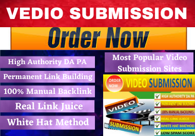 Live 100 Video Submission Backlinks High DA Authority...