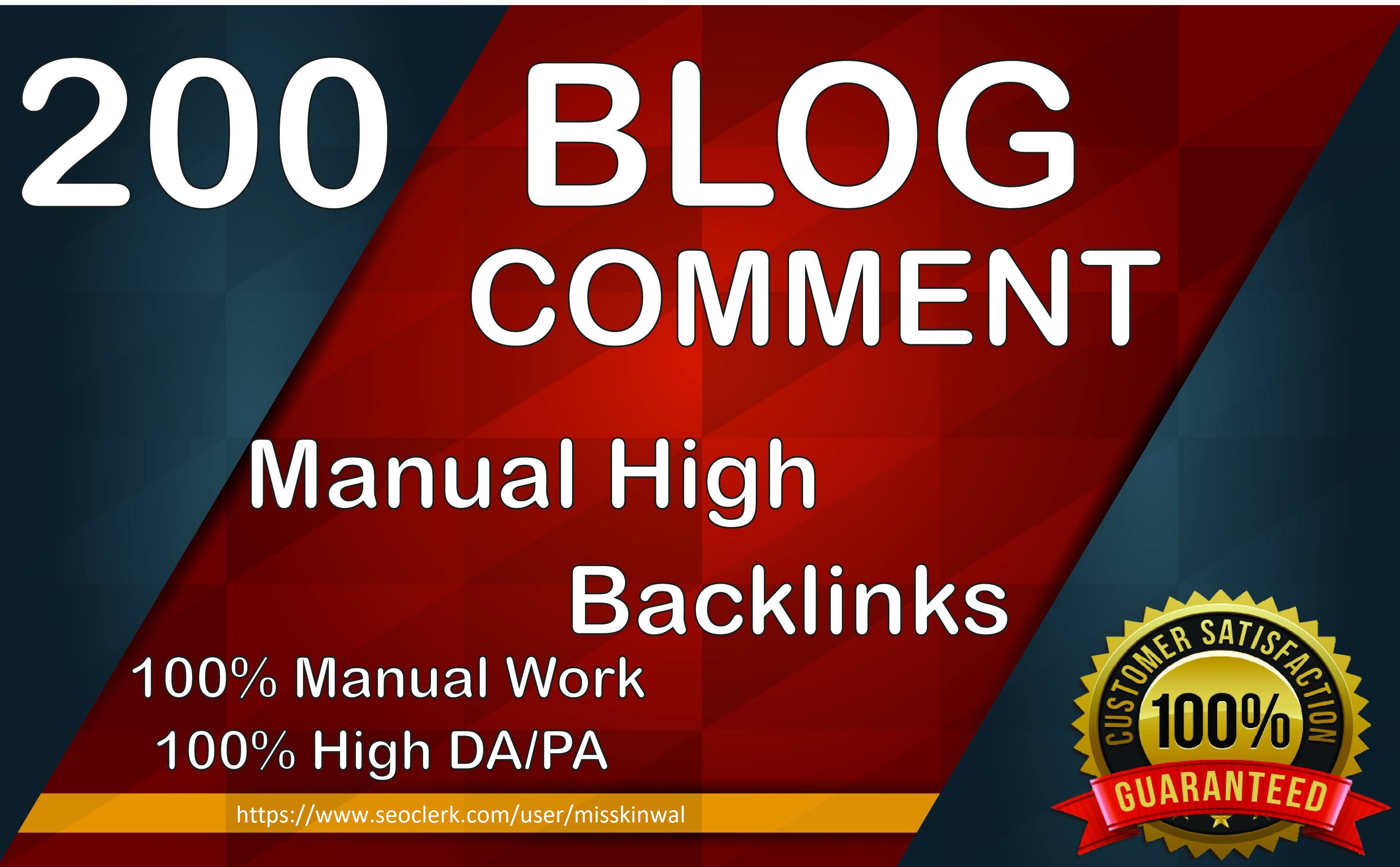 I will do 200 unique domain dofollow Blog comments ba...