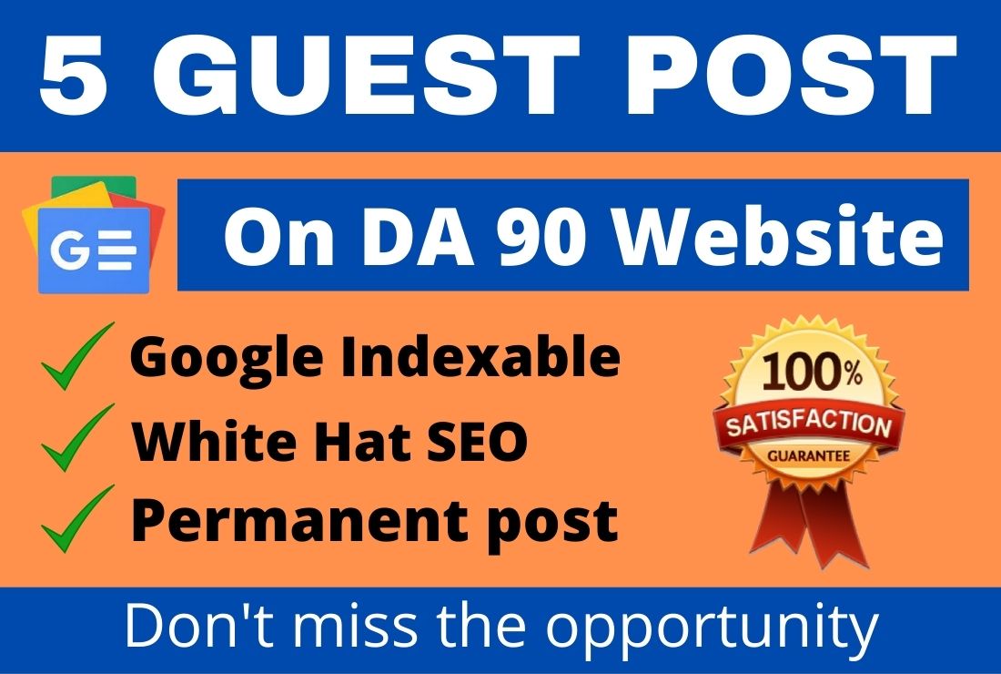 I will write and publish 5 Guest posts on high DA and...