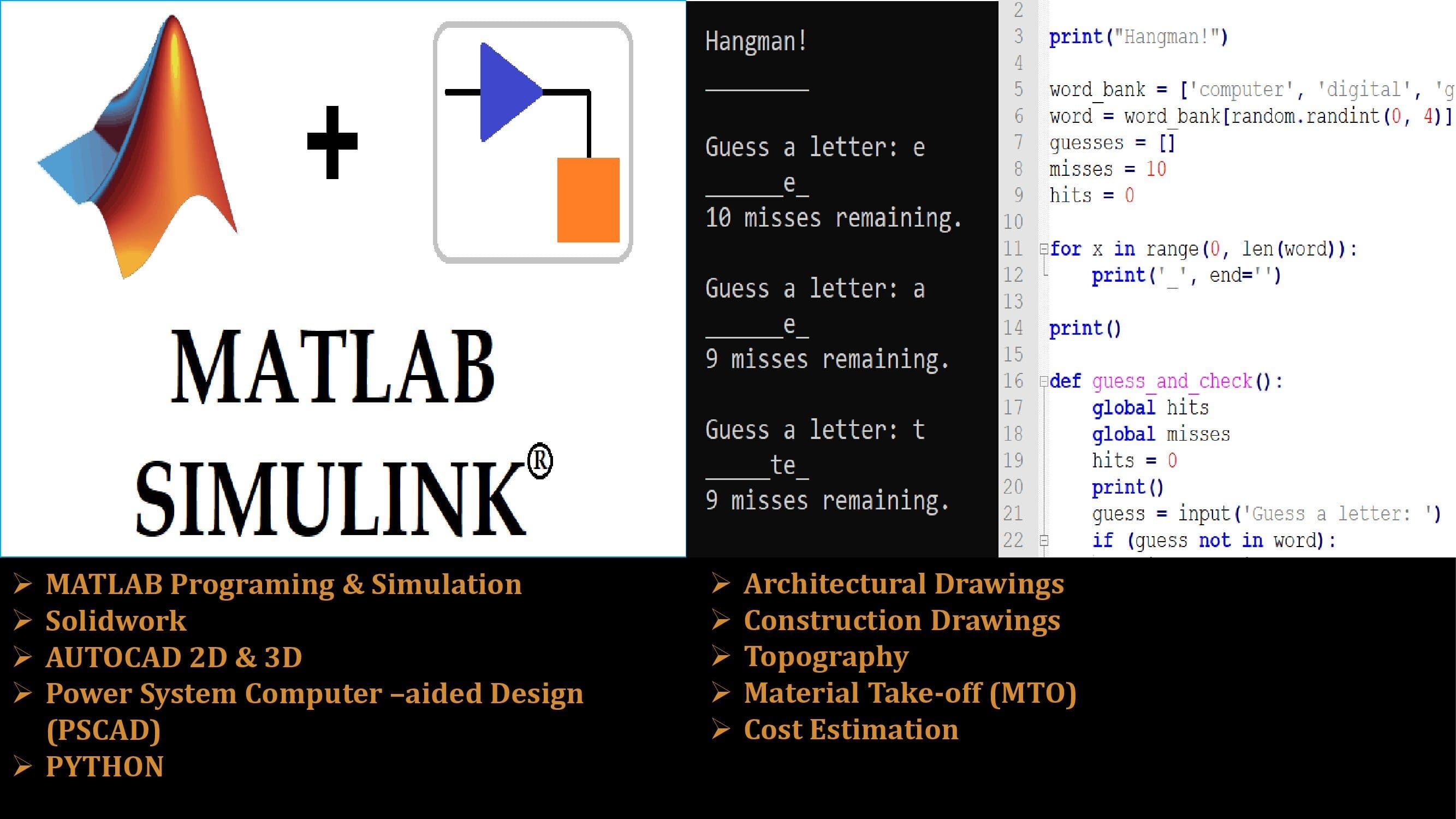 I will asset you with Matlab/Simulink and Python Proj...