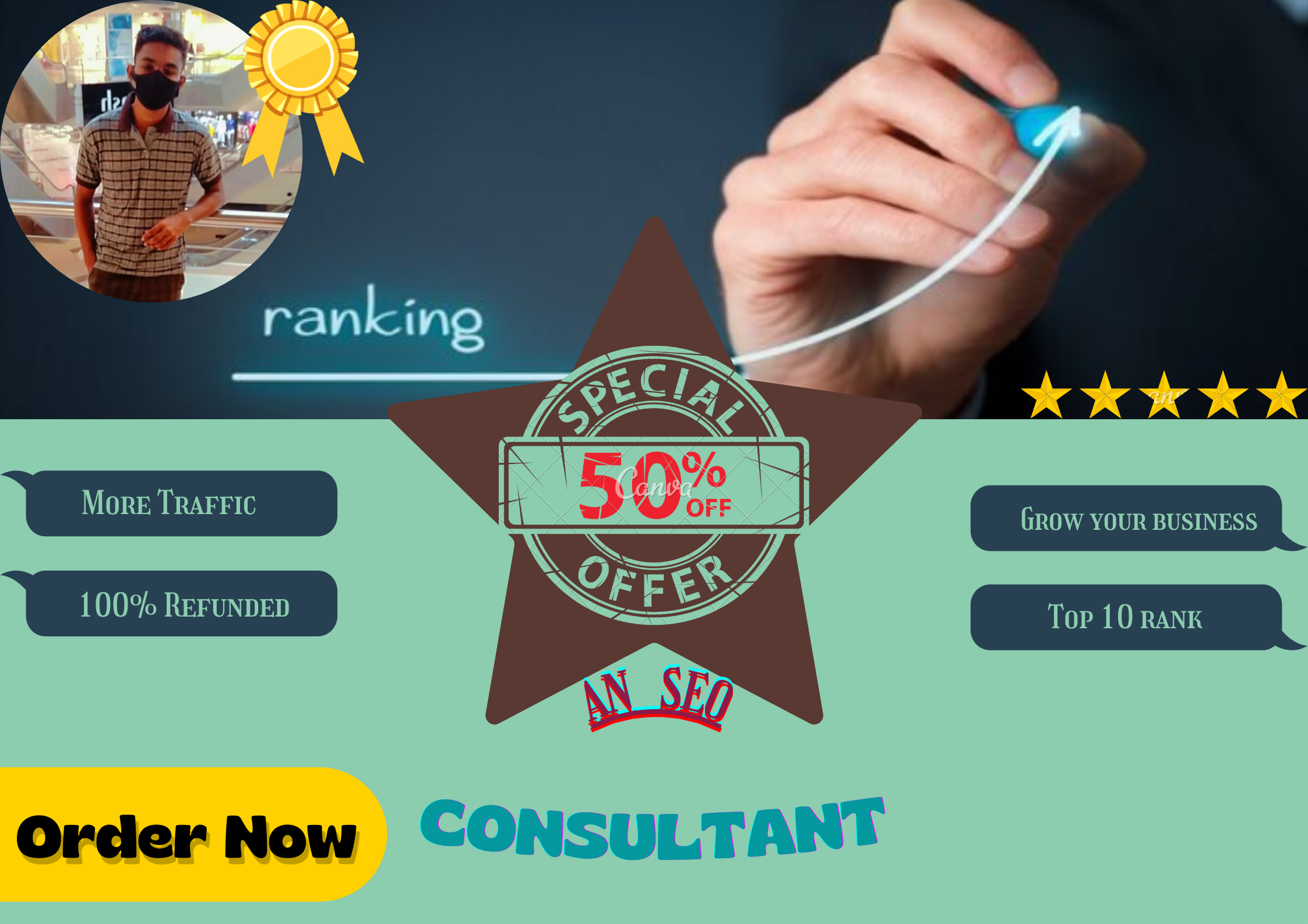 Hire me for grow up your business website by SEO