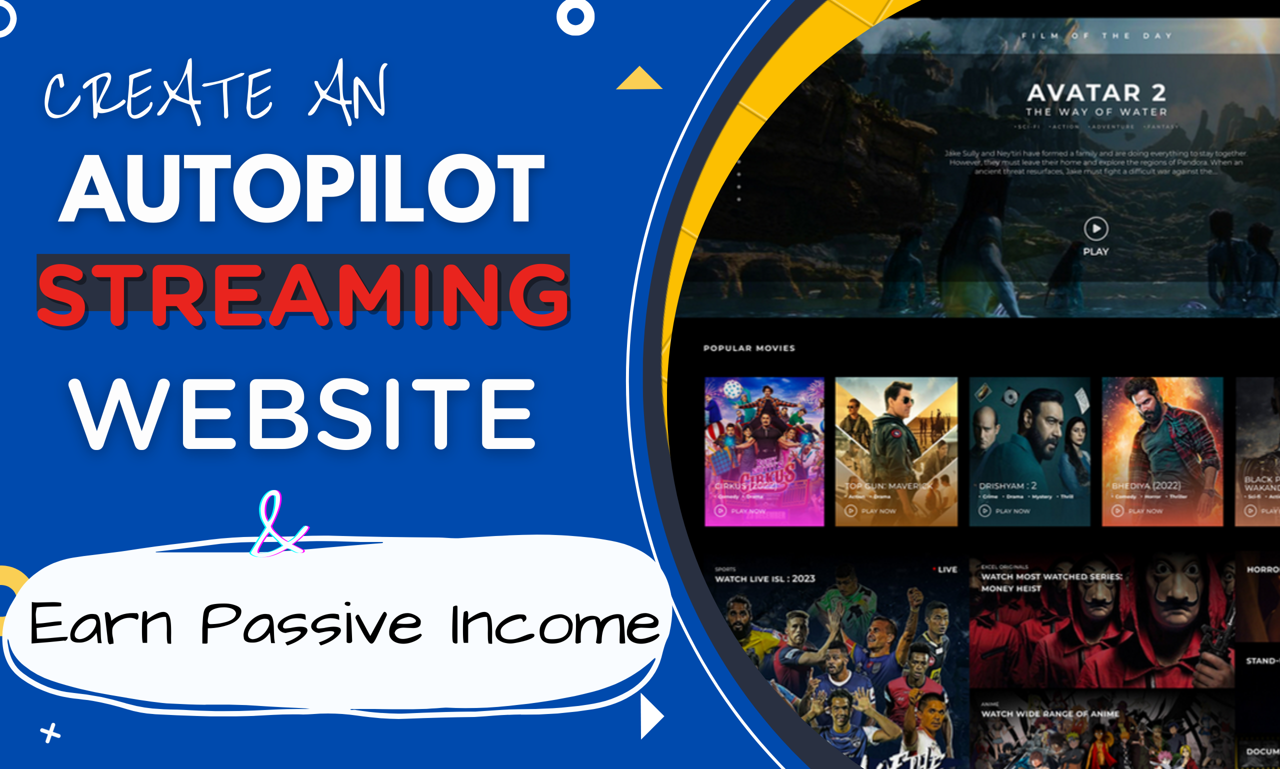 I will create a custom streaming website for passive ...