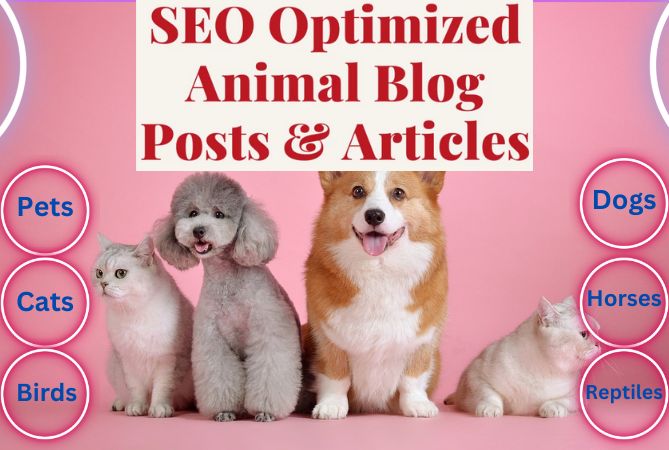 I will write SEO optimized dog articles, cat, horse...