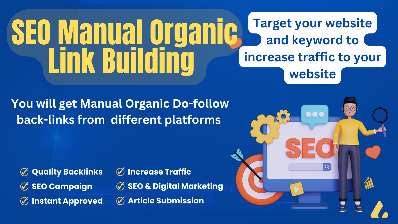You will get 30 manual Do-follow backlinks from diffe...