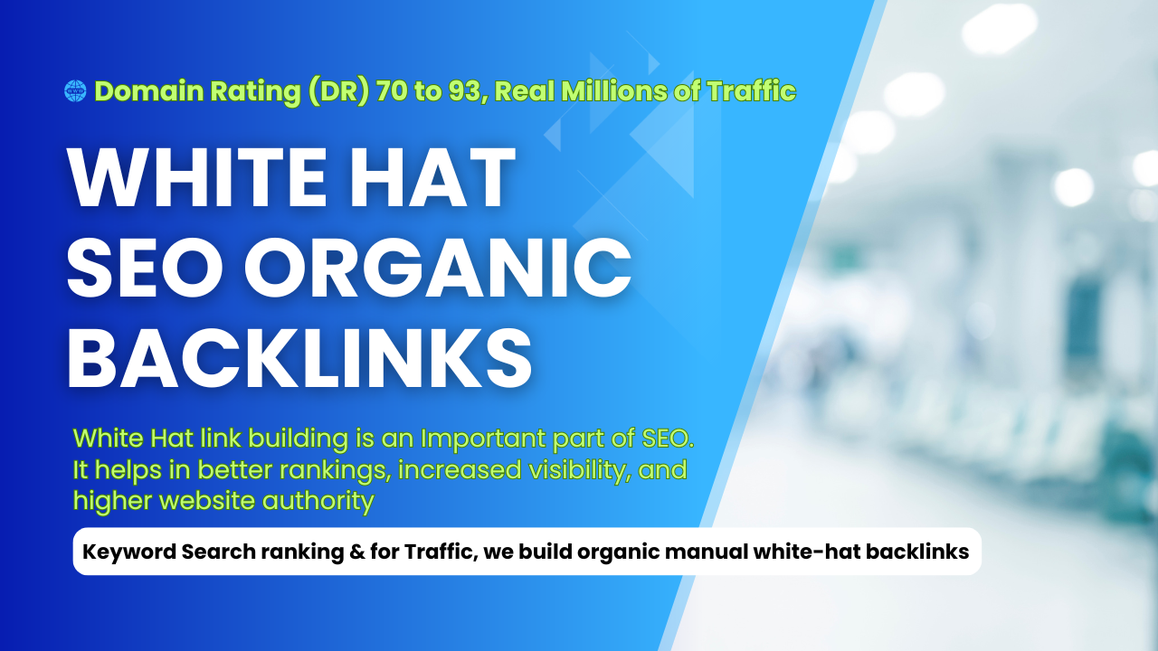 5 White Hat SEO Organic Backlinks Domain Rating DR 70...