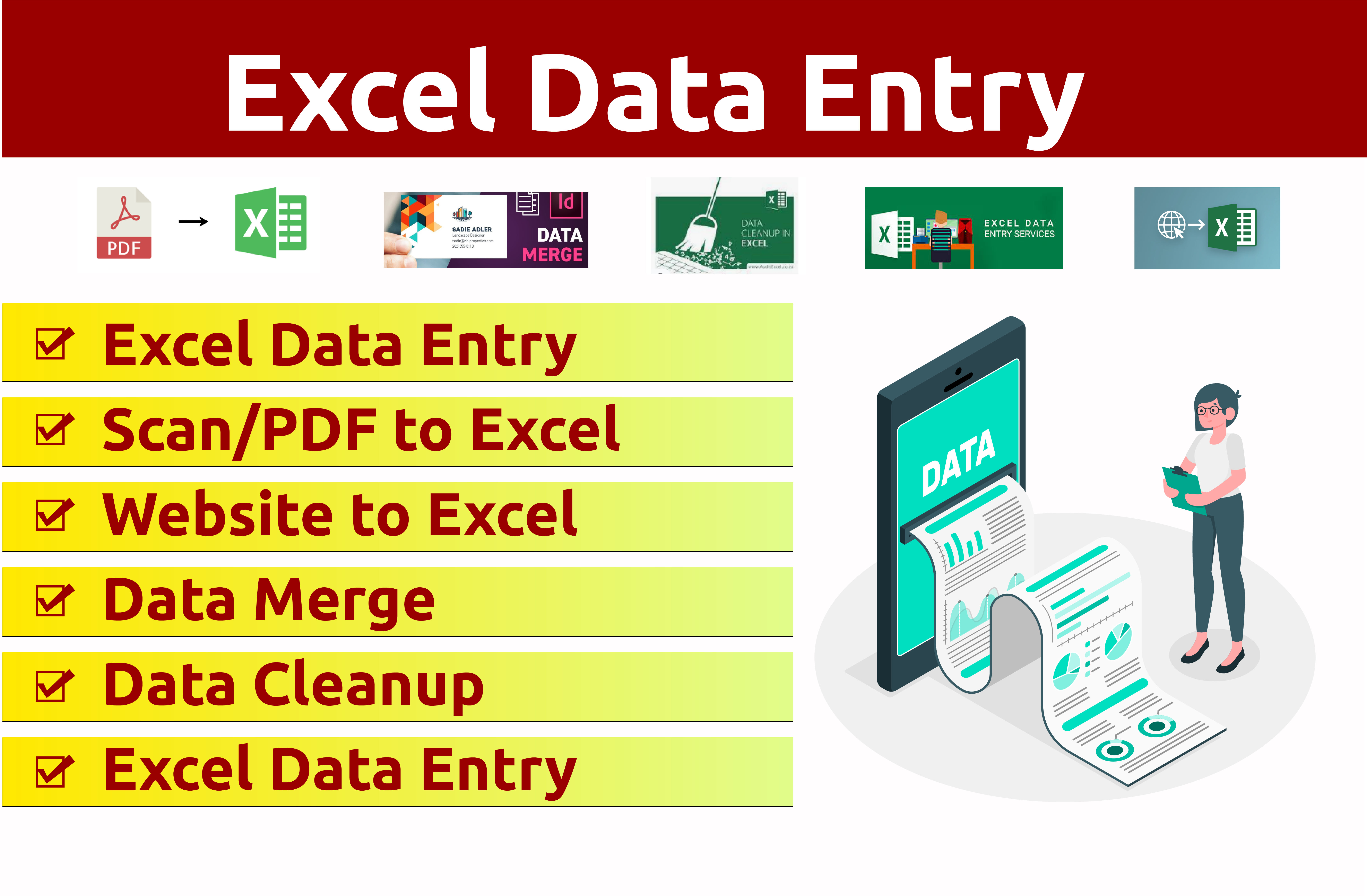 I do excel data entry, web research, data entry, c...