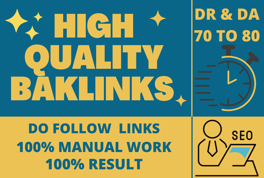 I will provide 30 backlinks DR 70 to 80 dofollow back...