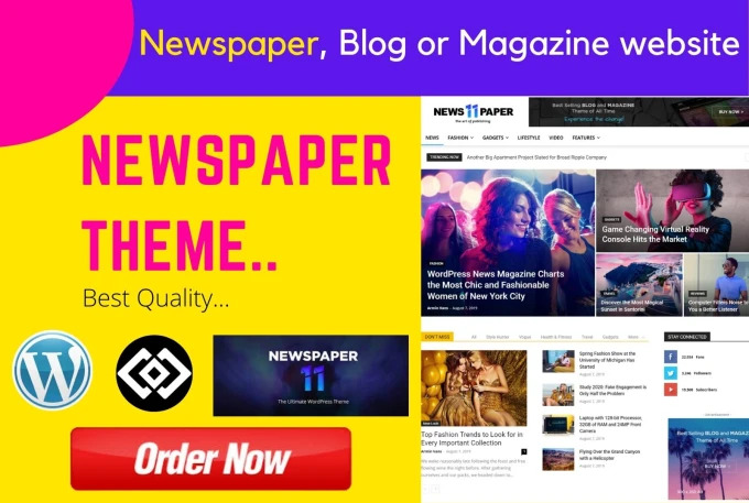 I will build responsive newspaper website or magazine...
