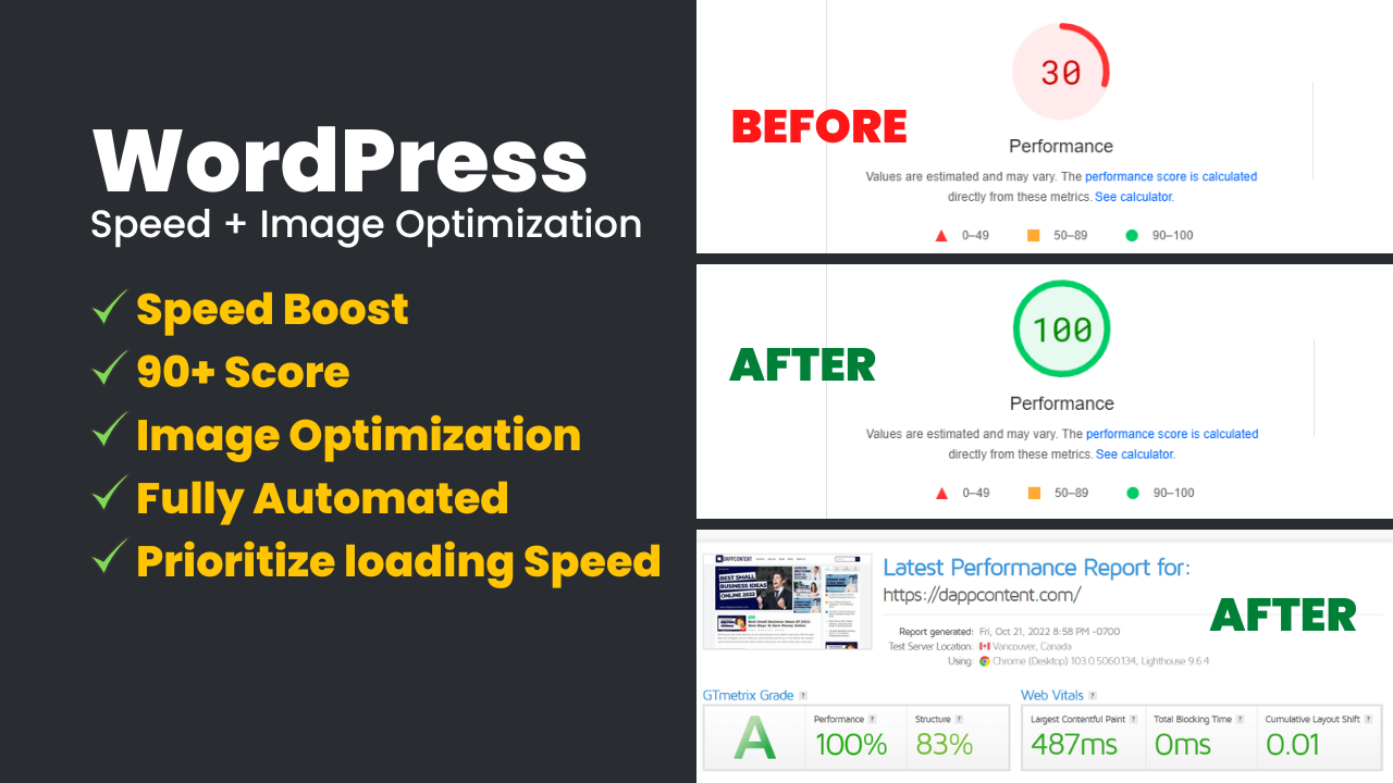 I will Optimize Your WordPress Website Speed to 0.3 s...
