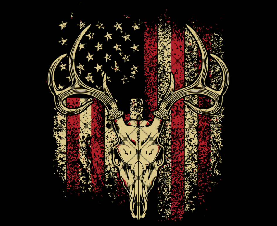 Deer Hunters SVG, Deer Skull On American Flag SVG, ...