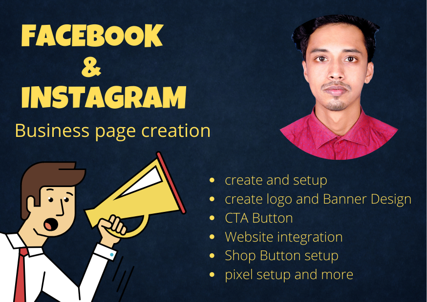 I will setup facebook business page and instagram pag...