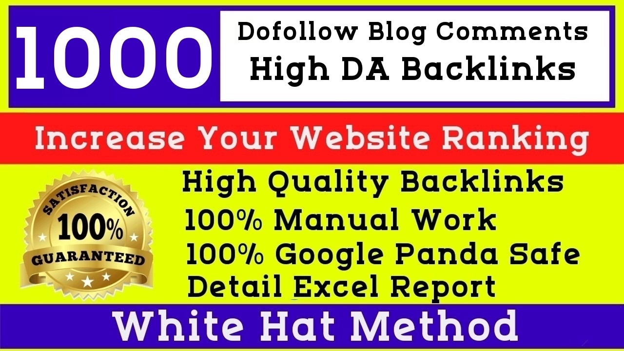 I will create 1000 Dofollow blogcomments HIGH DA 20 t...