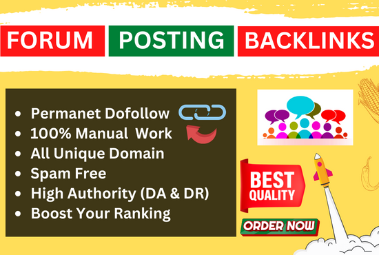 I will do 60 manual unique forum posting dofollow SEO...