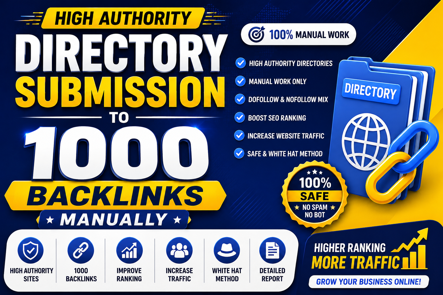 I will do 1000+ High DA Directory Submission backlink...