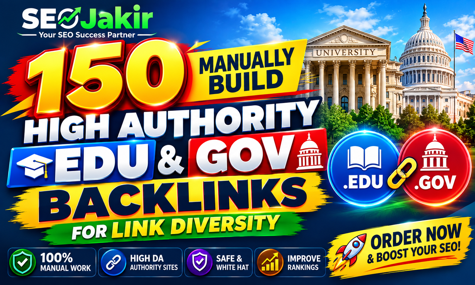 I will 150 manually build high authority EDU and GOV ...