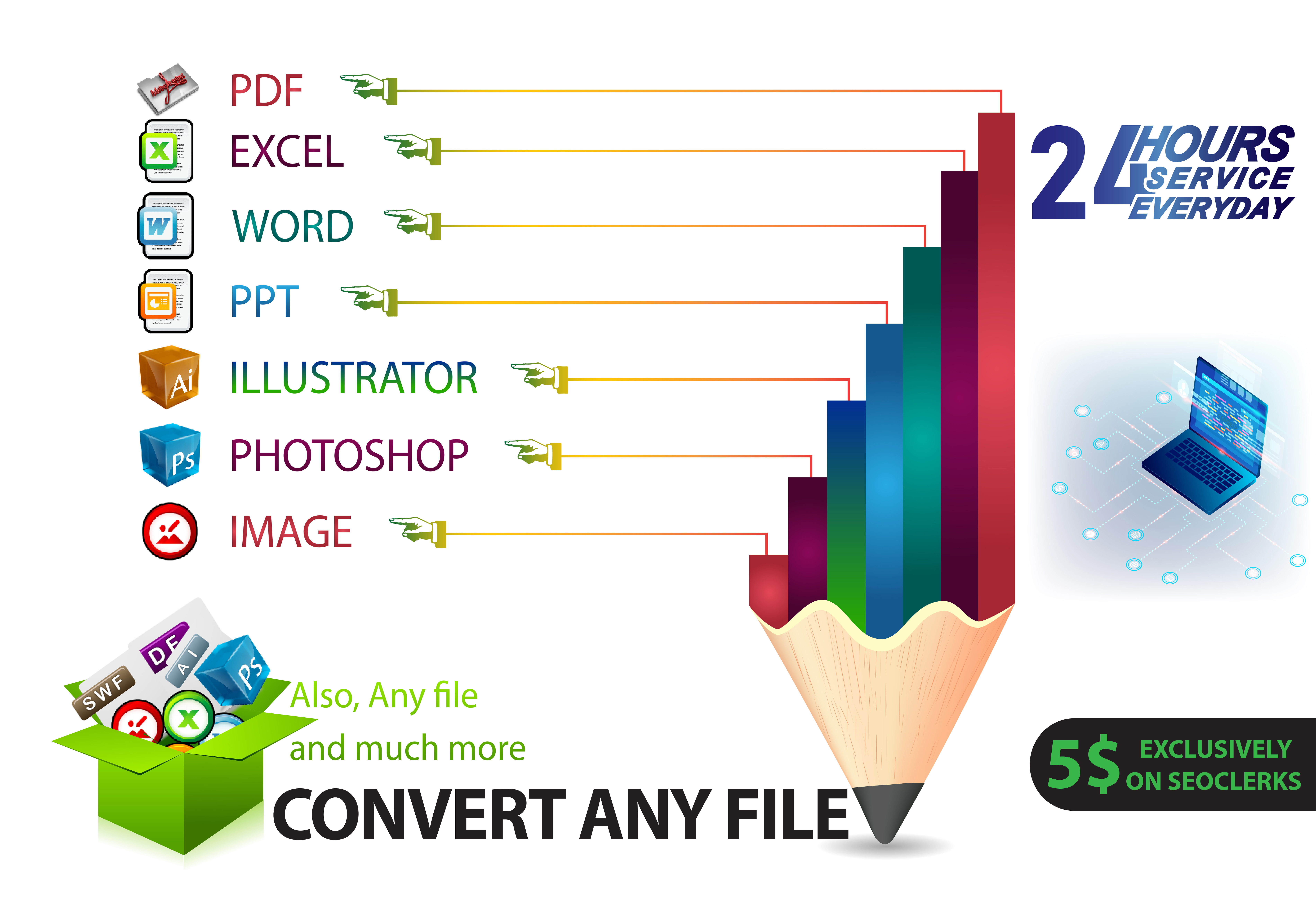 I will convert, format, edit, crop, split, merge...