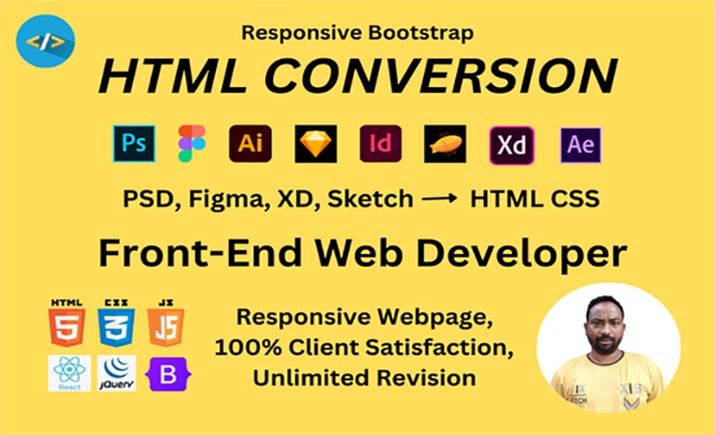 I'm a front end web developer. I will create your sit...