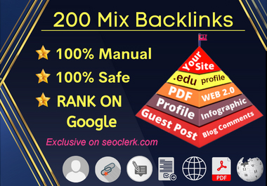 200 Powerful Mixed Backlinks pdf, web 2.0, profile,...