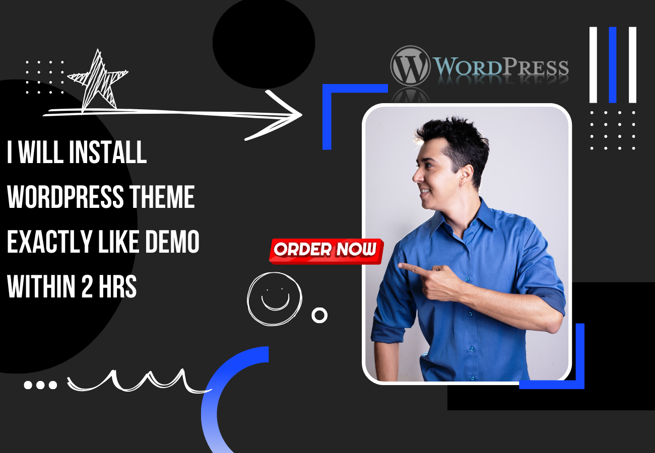I will install wordpress exactly like demo within 2 h...