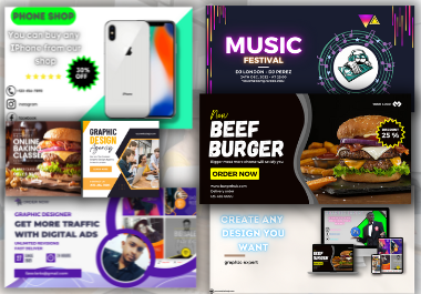 I will design 10 beautiful social media banners, ads...