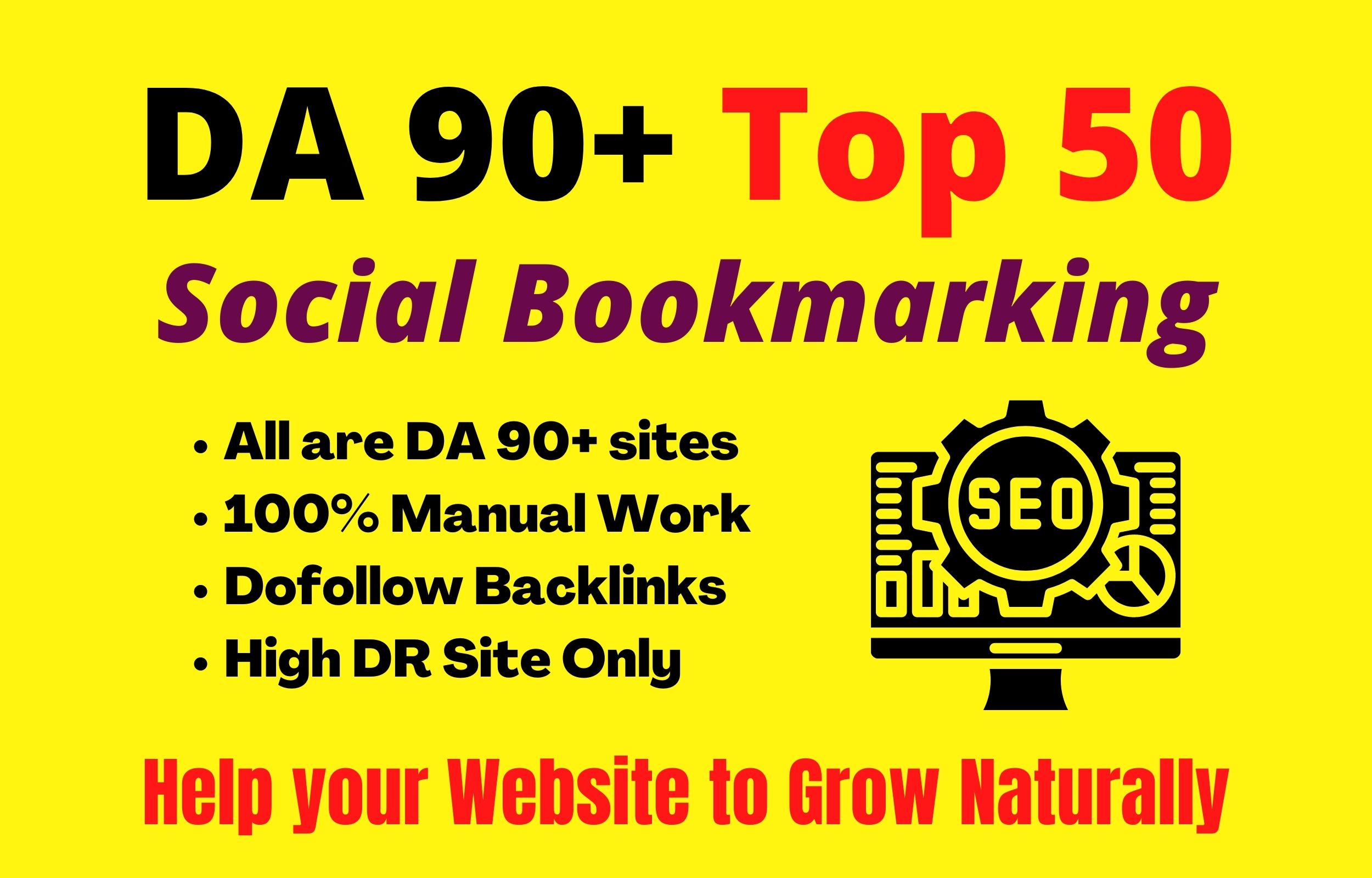 Build Top 50 Social bookmarking backlinks DA 90+ Site...