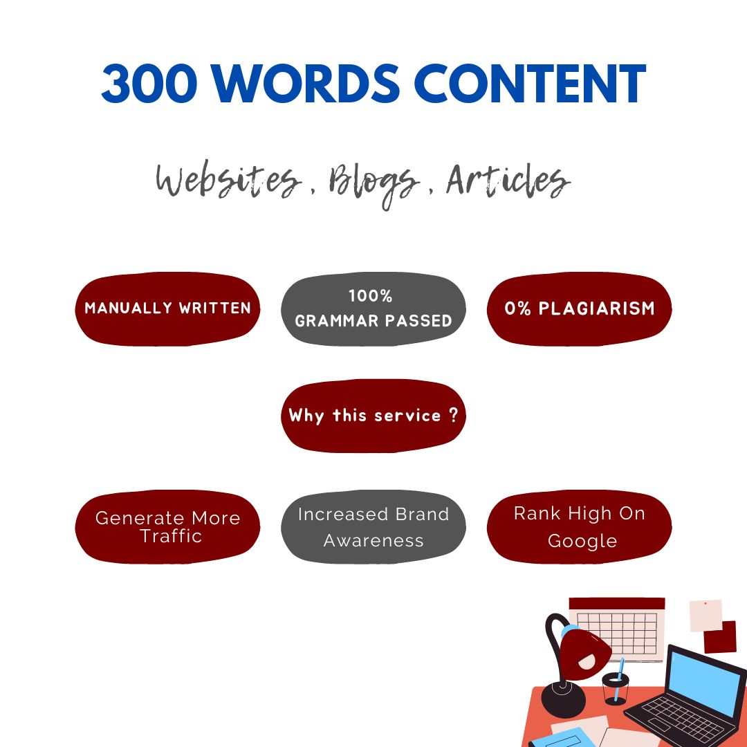 Write 300 Words High Quality SEO Content For Your Web...