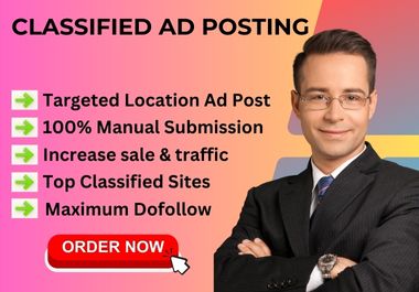 I will do post your 65 ads on top classified ad posti...