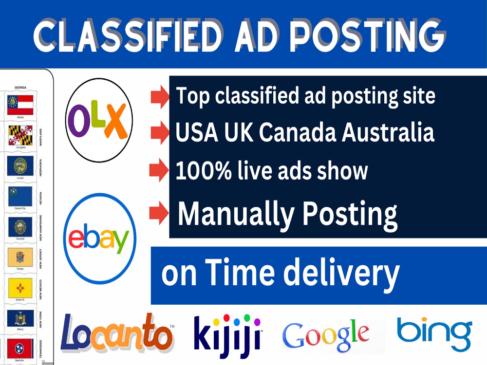 I will post 70 ads on top ad posting sites manually f...