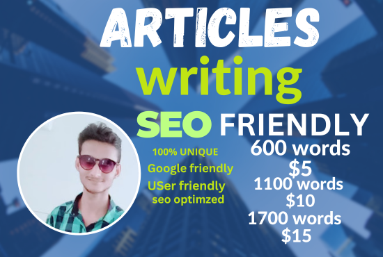 I will create seo friendly content article writing we...