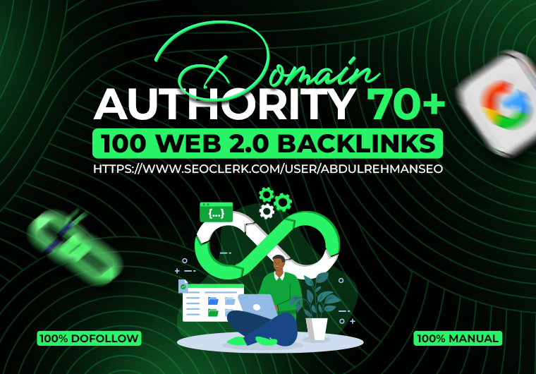 100 Dofollow Web 2.0 Backlinks on DA 70+ Website