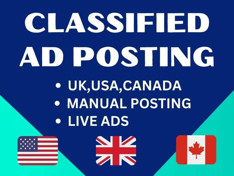 I will provide 70 clasified ads posting on USA, UK, ...