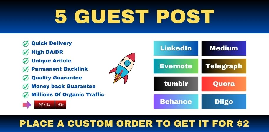 5 Unique Guest Post Backlink with Article Writing, D...