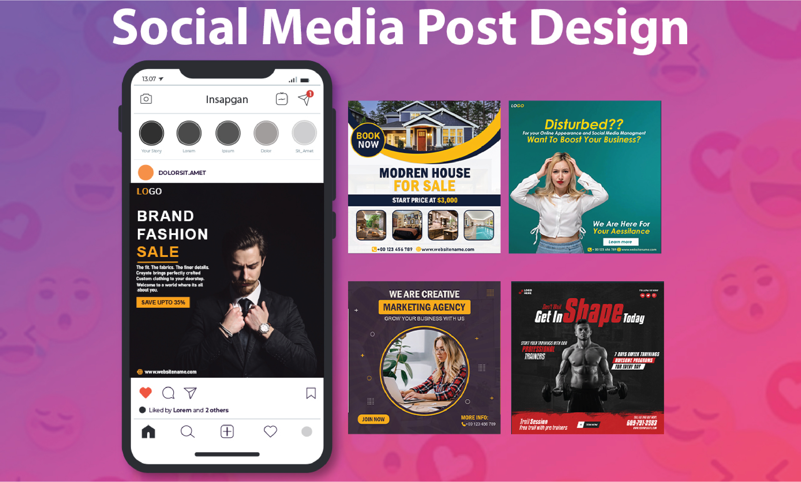 I will create attractive social media post designs fo...