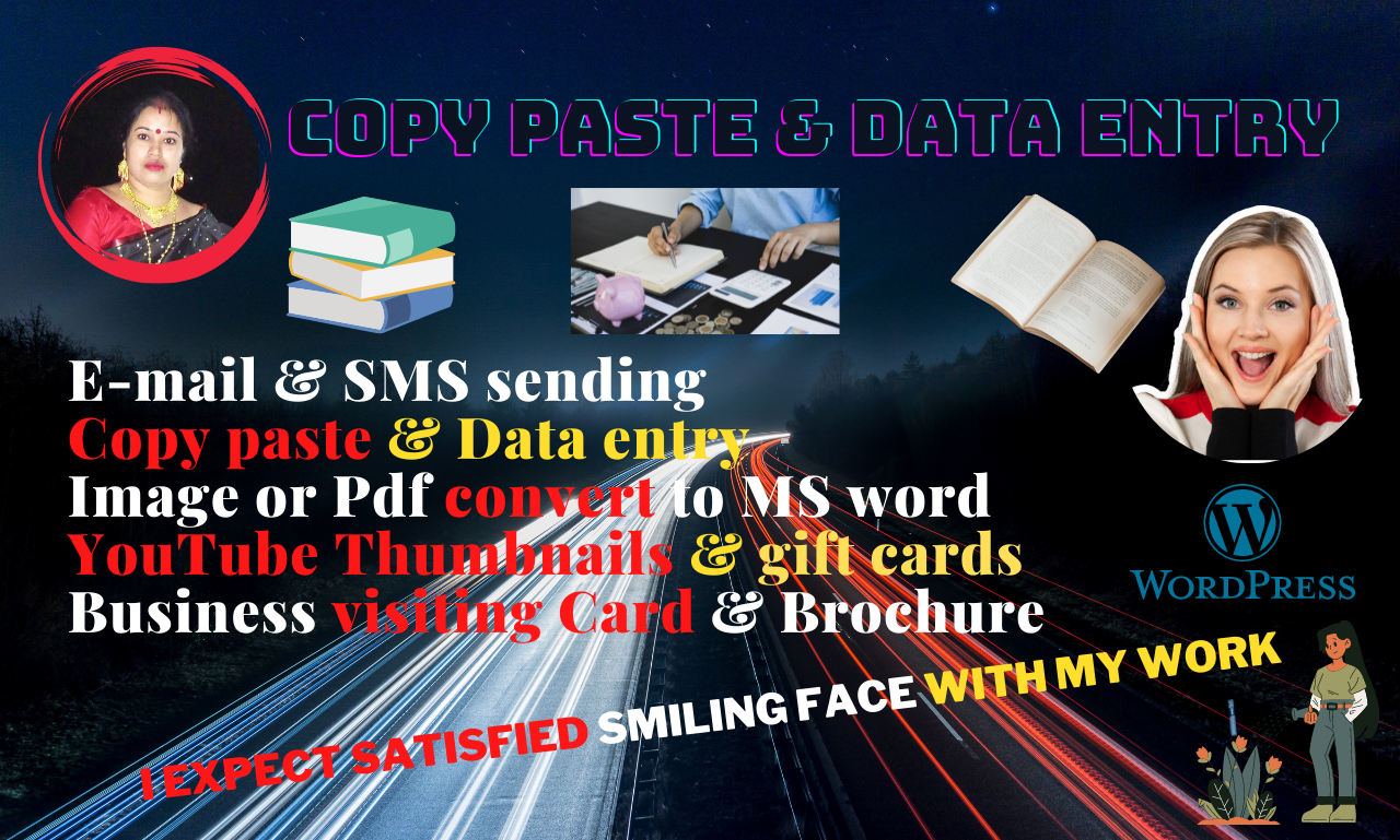 Data entry, Image or PDF convert, Card Brochure, G...