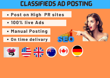 I will post 100 ads on top ad posting sites for googl...