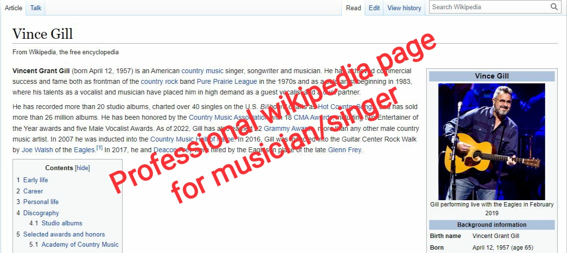 Professional Wikipedia Page for Musician/Singer with ...